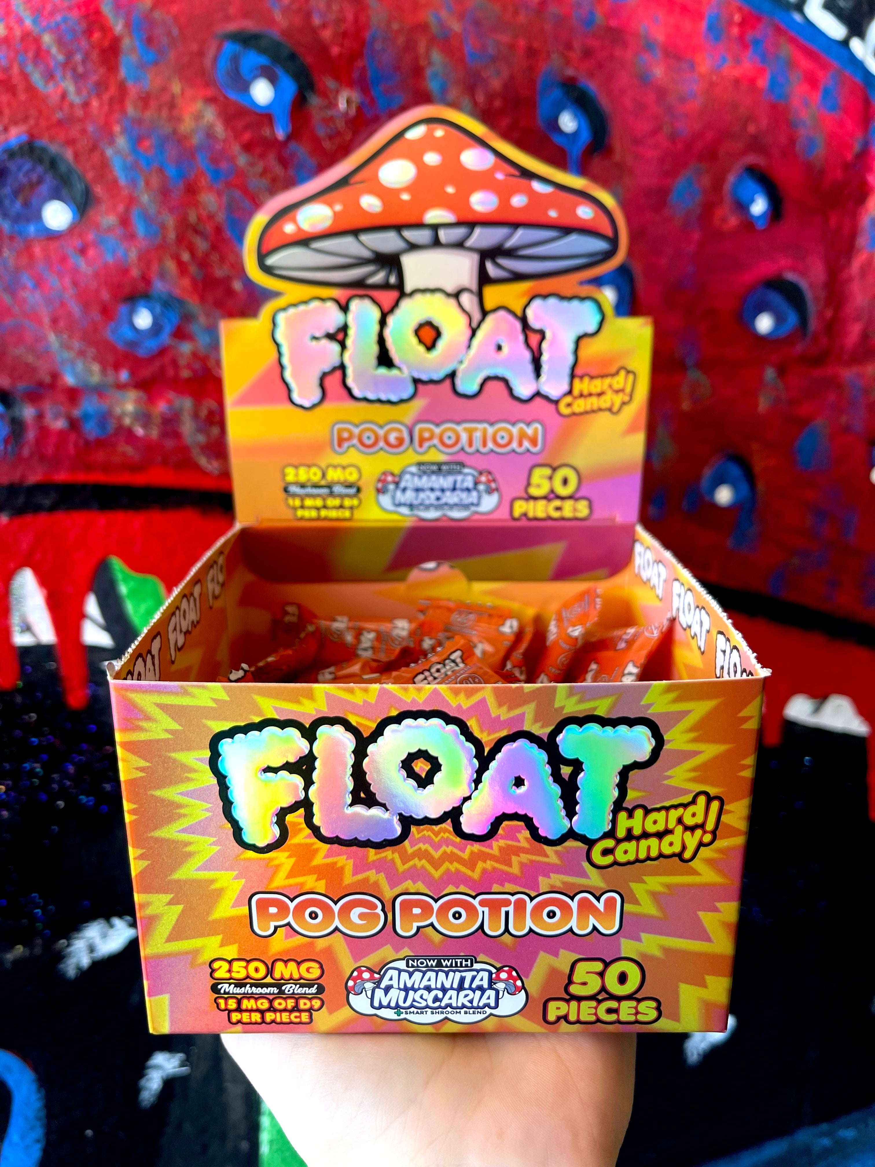 Float Mushroom + D9 Hard Candies Pog Potion Flavored (5pc) Weirdos Inc.