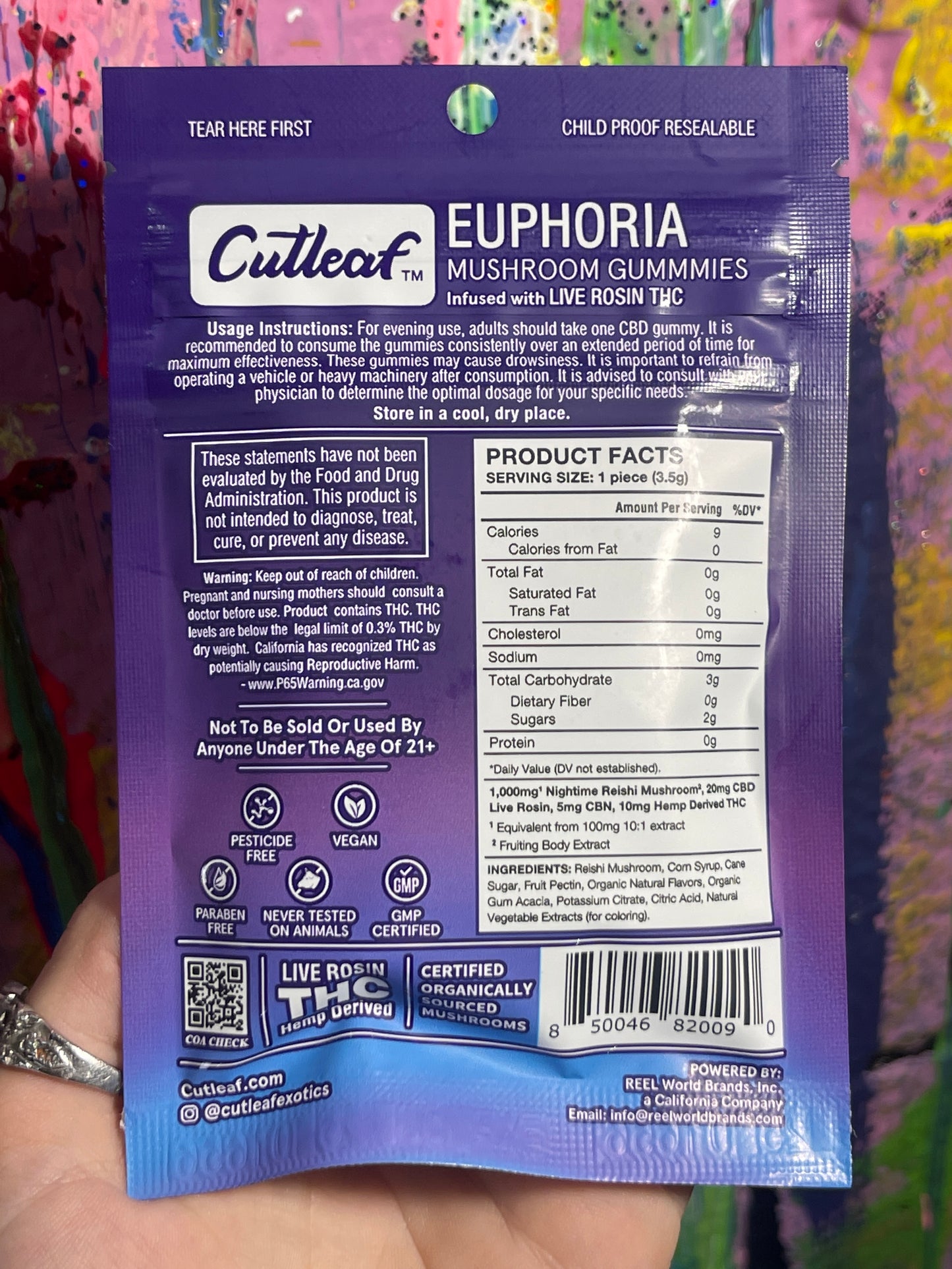 Cutleaf Mushroom Gummies Live Rosin THC Infused Euphoria Melon Dew Gel Weirdos Inc.